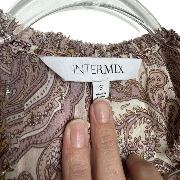 Intermix | Carolina Paisley Silk Chiffon Top Small - Picture 3 of 8